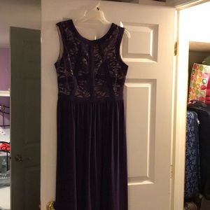 R&M purple lace size 10 long dress